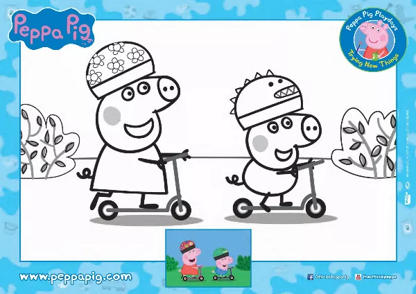 Peppa Pig Scooter Colouring In